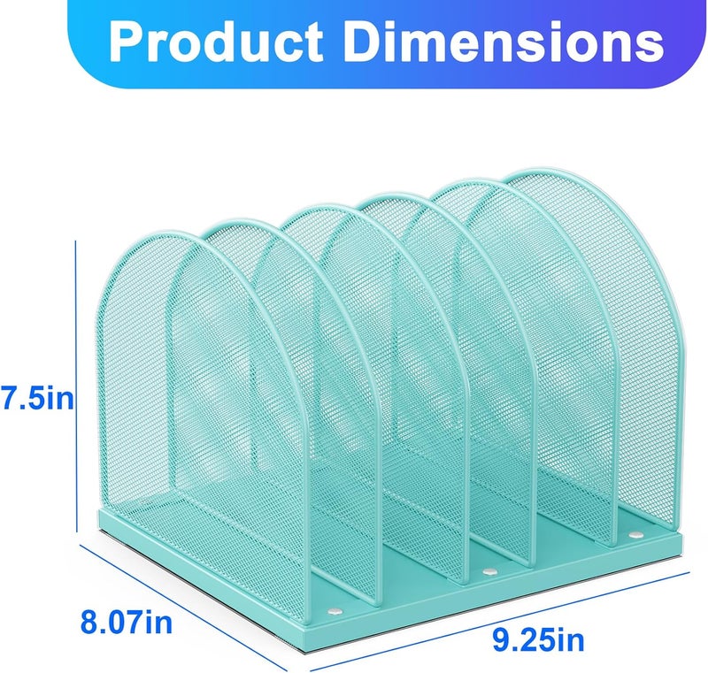 gianotter Desktop File Organizer, Desk Organizer with 5 Compartments, Paper Organizer for Desk, Workspace Organizers for Office Supplies (Blue) - Image 3
